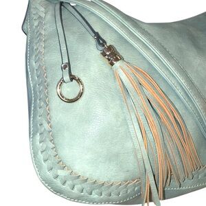 Mint Green Crossbody Bag with Tassel
